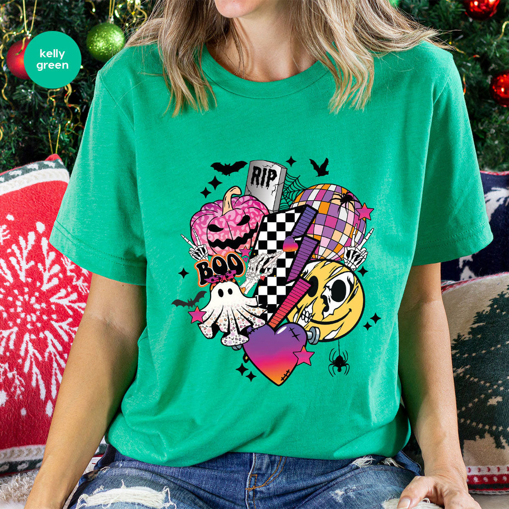 Retro Halloween Shirt, Spooky Pumpkin Cool Checkered Outfit product image 39