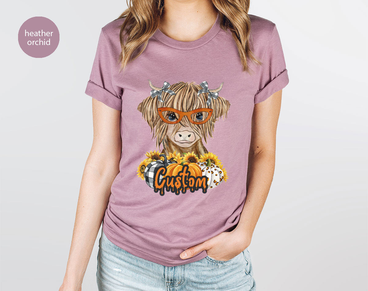 Custom Cow Shirt, Fall Graphic Tees, Personalized Farmer product image 40