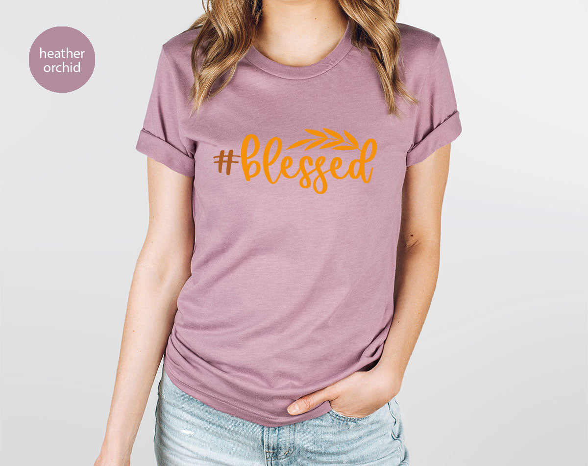 Cute Blessed T-Shirt, Fall Leaves Graphic Tees, Gift for product image 2