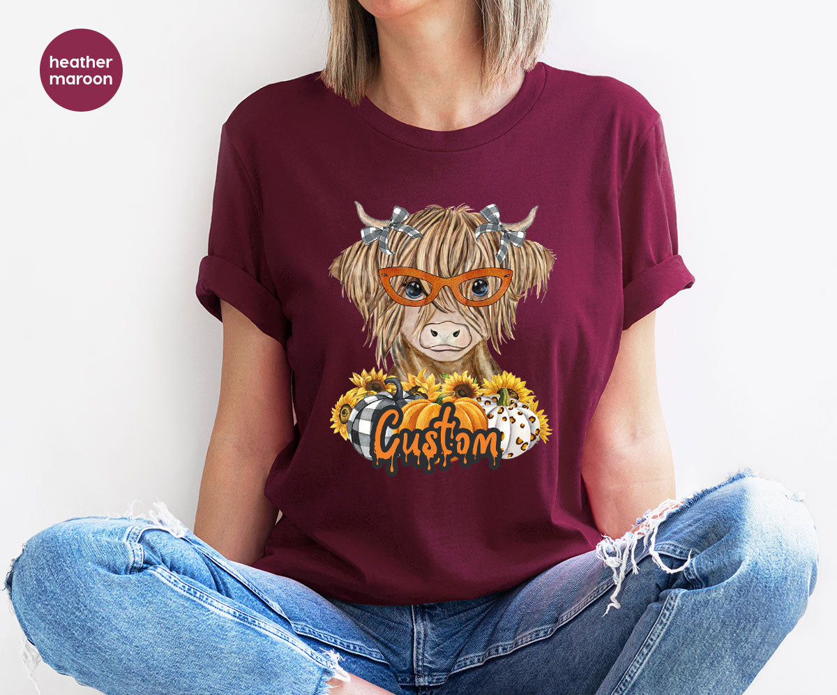 Custom Cow Shirt, Fall Graphic Tees, Personalized Farmer product image 41