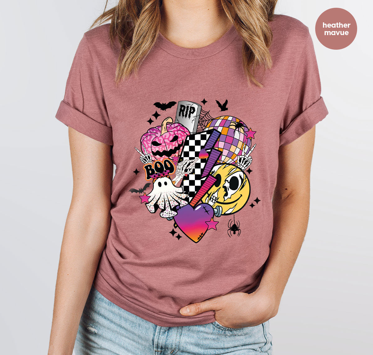 Retro Halloween Shirt, Spooky Pumpkin Cool Checkered Outfit product image 42