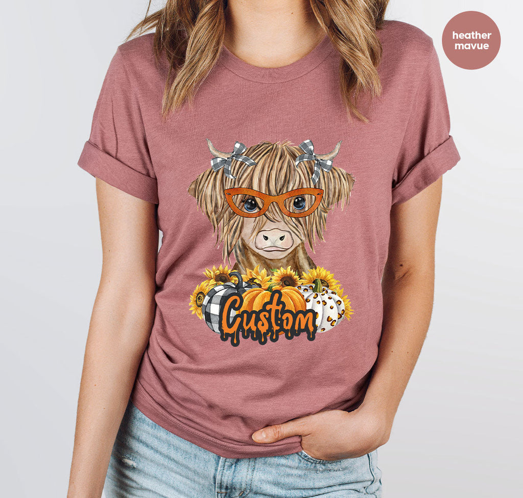 Custom Cow Shirt, Fall Graphic Tees, Personalized Farmer product image 42