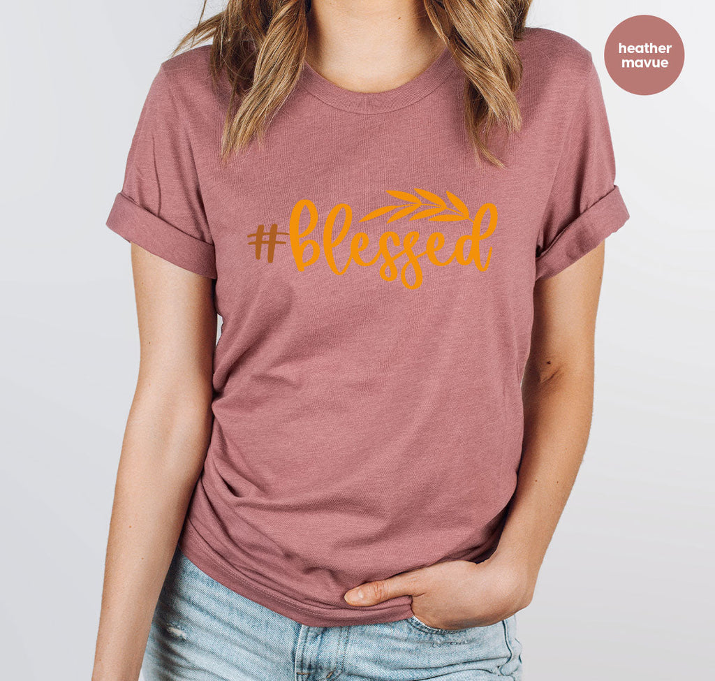 Cute Blessed T-Shirt, Fall Leaves Graphic Tees, Gift for product image 4