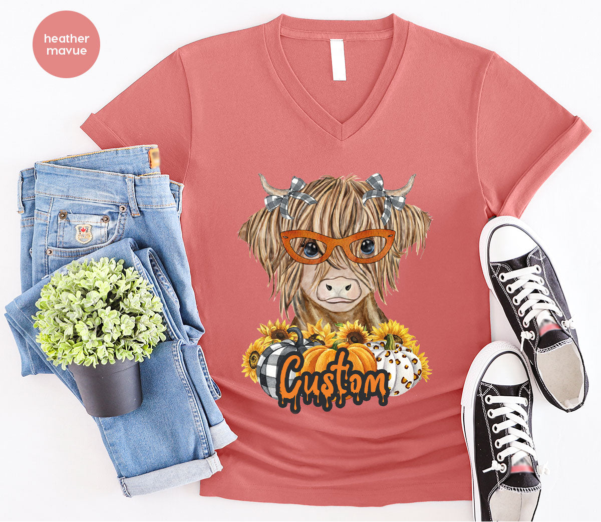 Custom Cow Shirt, Fall Graphic Tees, Personalized Farmer product image 43
