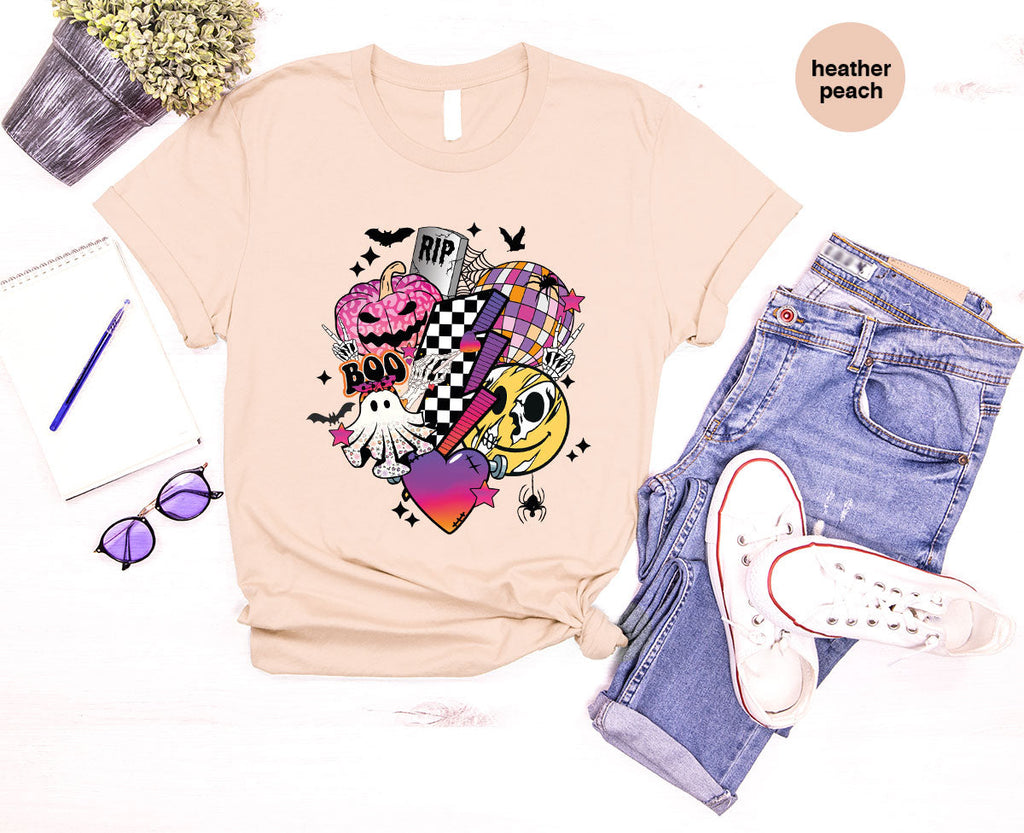 Retro Halloween Shirt, Spooky Pumpkin Cool Checkered Outfit product image 44