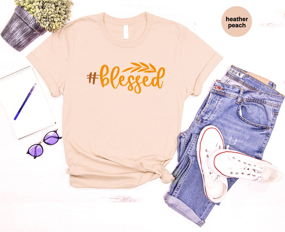Cute Blessed T-Shirt, Fall Leaves Graphic Tees, Gift for product image 7