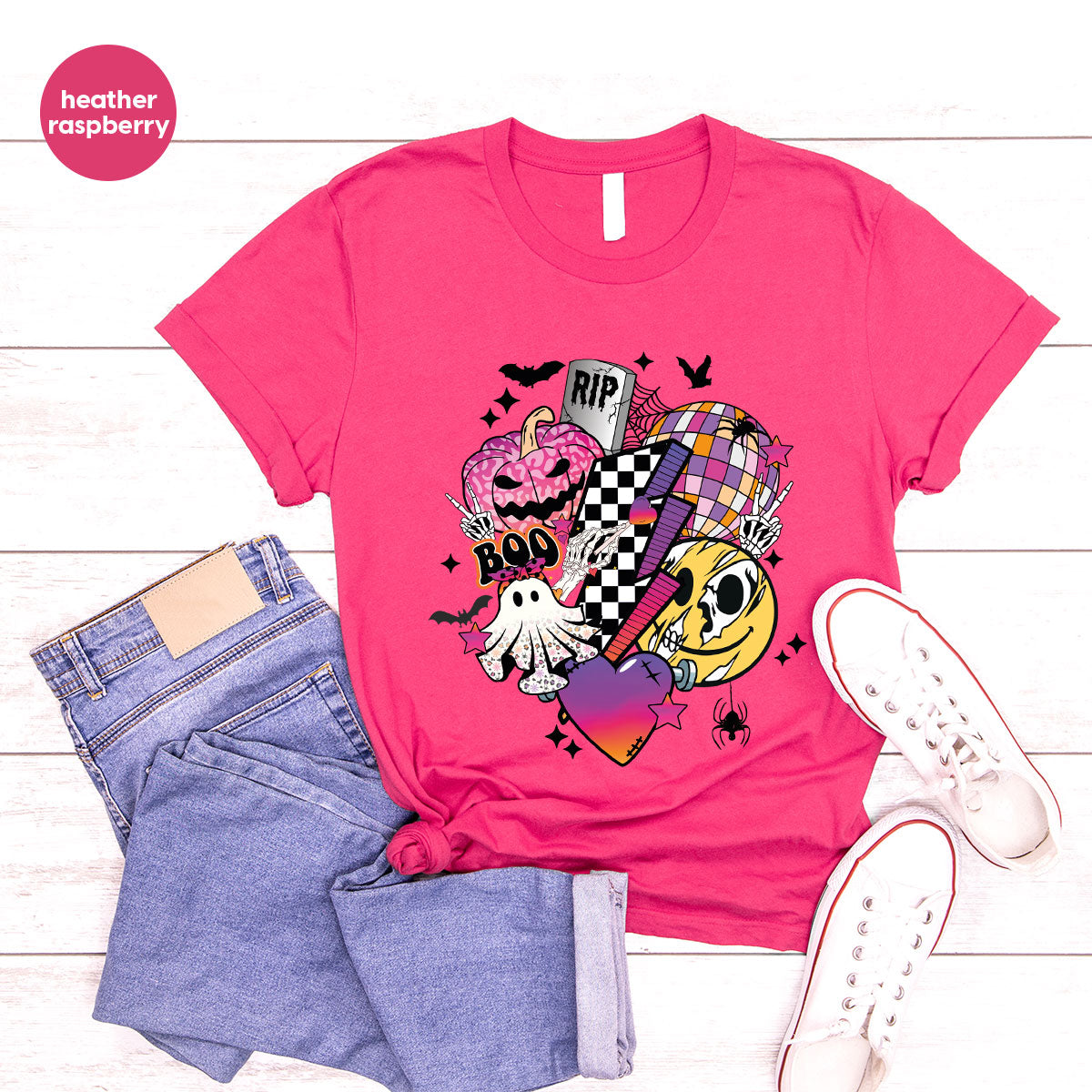Retro Halloween Shirt, Spooky Pumpkin Cool Checkered Outfit product image 45