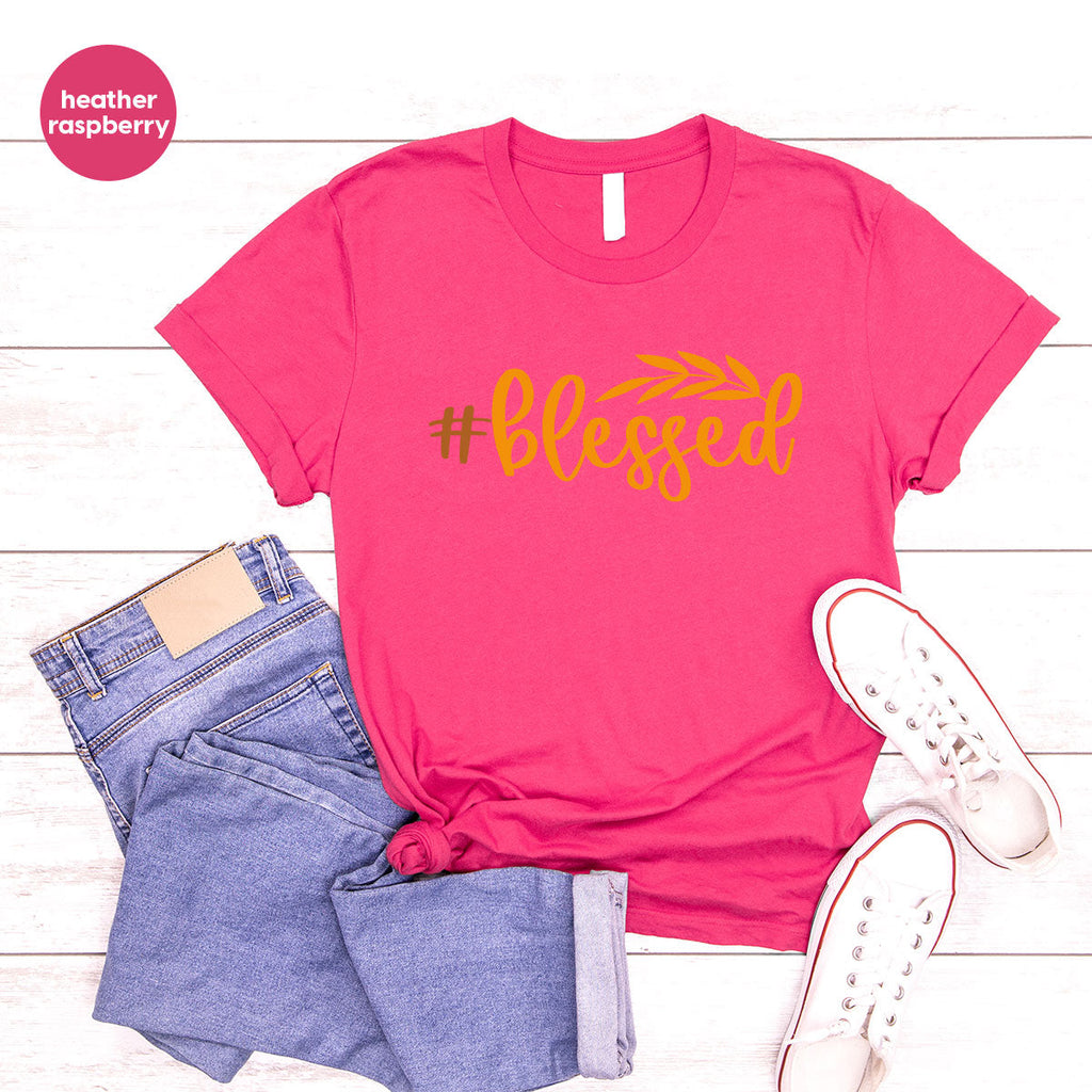 Cute Blessed T-Shirt, Fall Leaves Graphic Tees, Gift for product image 8