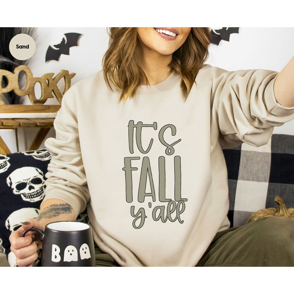 Fall Crewneck Sweatshirt, Its Yall T-Shirt, Gifts, for Her product image 54