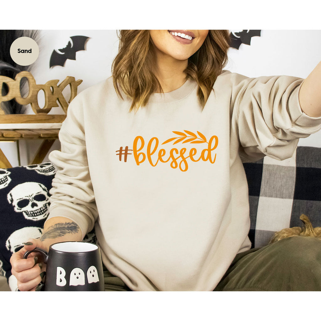 Cute Blessed T-Shirt, Fall Leaves Graphic Tees, Gift for product image 12