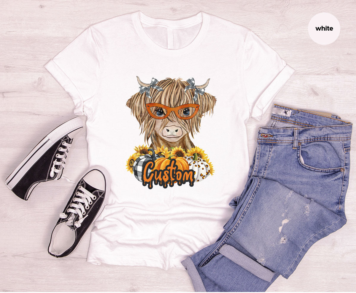 Custom Cow Shirt, Fall Graphic Tees, Personalized Farmer product image 55