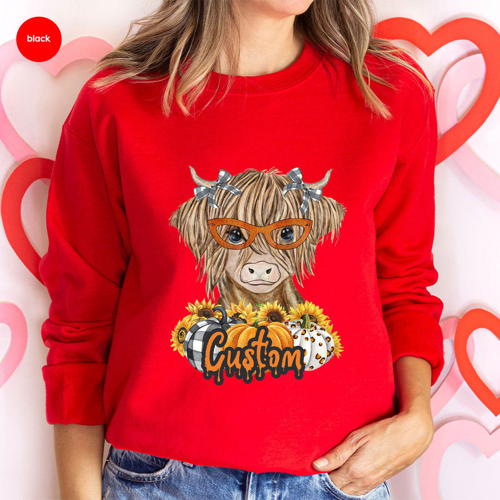 Custom Cow Shirt, Fall Graphic Tees, Personalized Farmer product image 46