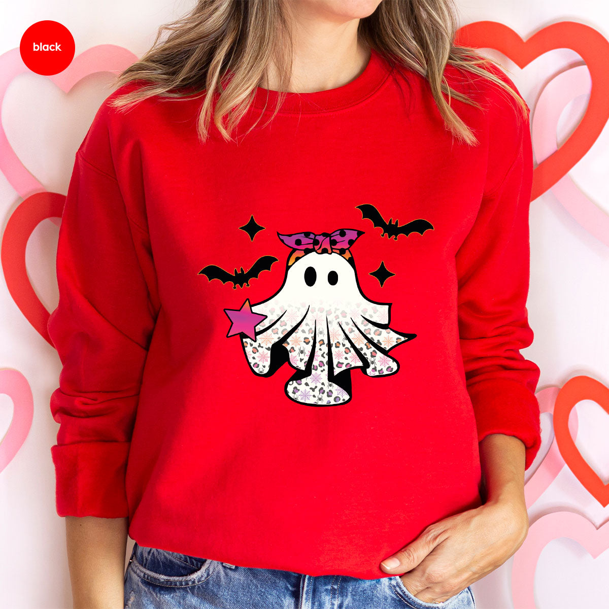 Spooky Season Outfit, Ghost Graphic Tee, Girls Boo Vneck product image 46