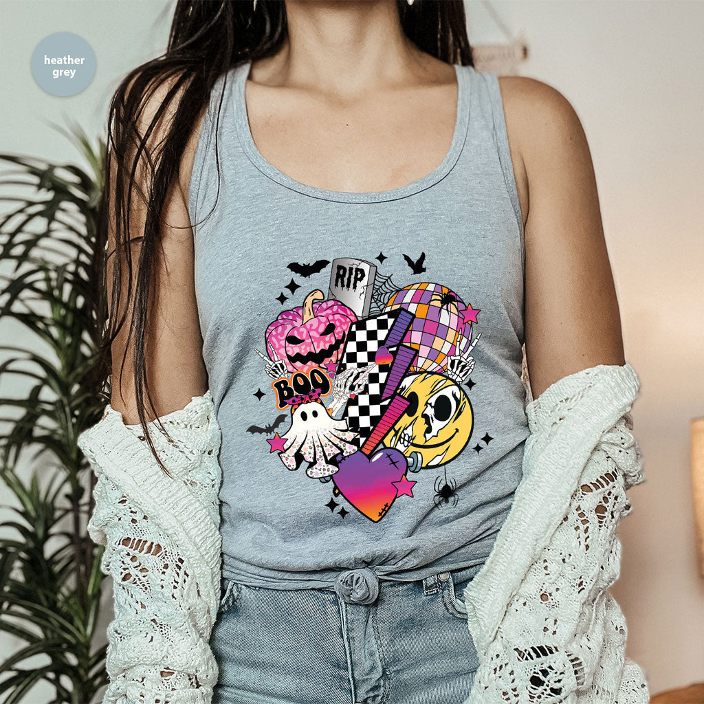 Retro Halloween Shirt, Spooky Pumpkin Cool Checkered Outfit product image 50