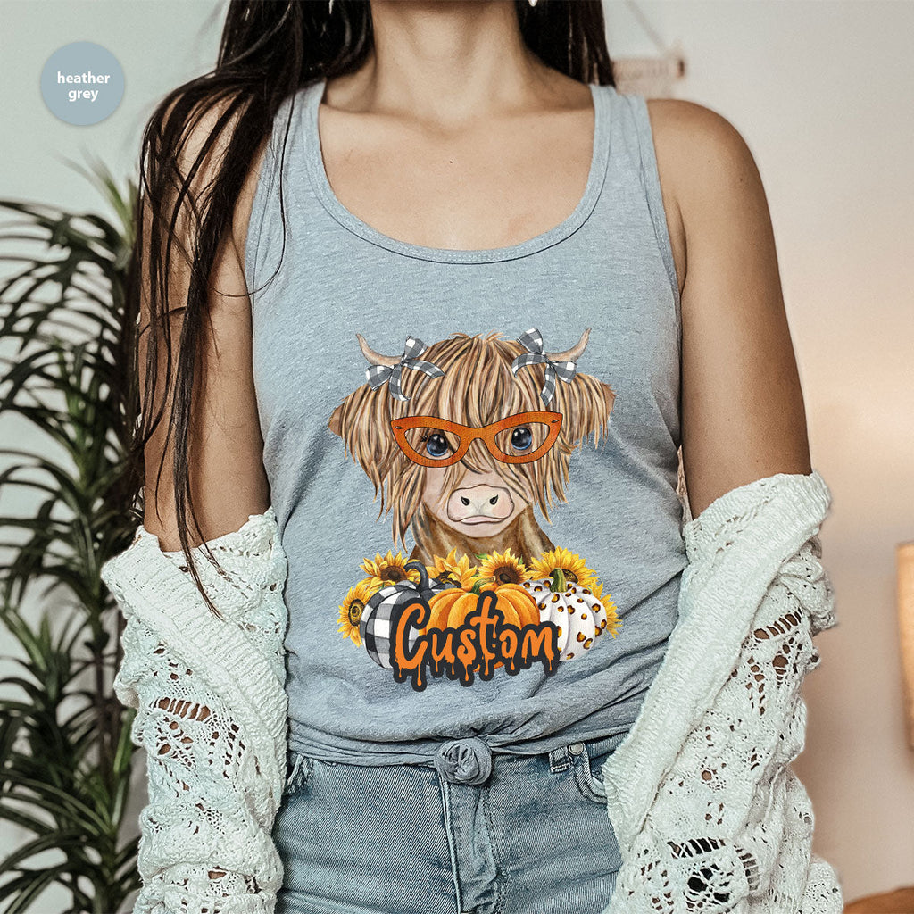 Custom Cow Shirt, Fall Graphic Tees, Personalized Farmer product image 50