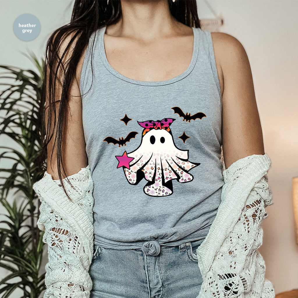 Spooky Season Outfit, Ghost Graphic Tee, Girls Boo Vneck product image 50