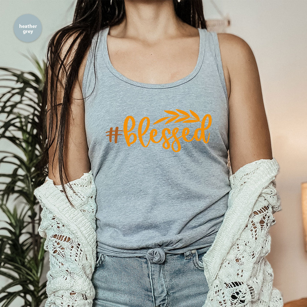 Cute Blessed T-Shirt, Fall Leaves Graphic Tees, Gift for product image 13