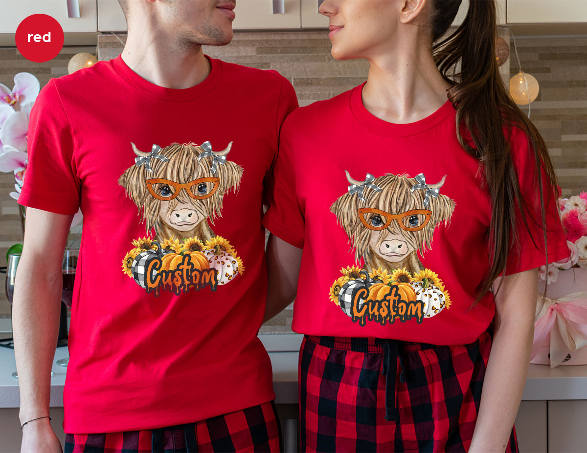 Custom Cow Shirt, Fall Graphic Tees, Personalized Farmer product image 54