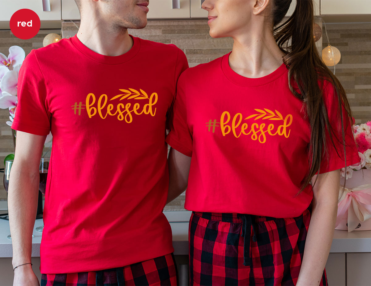 Cute Blessed T-Shirt, Fall Leaves Graphic Tees, Gift for product image 17