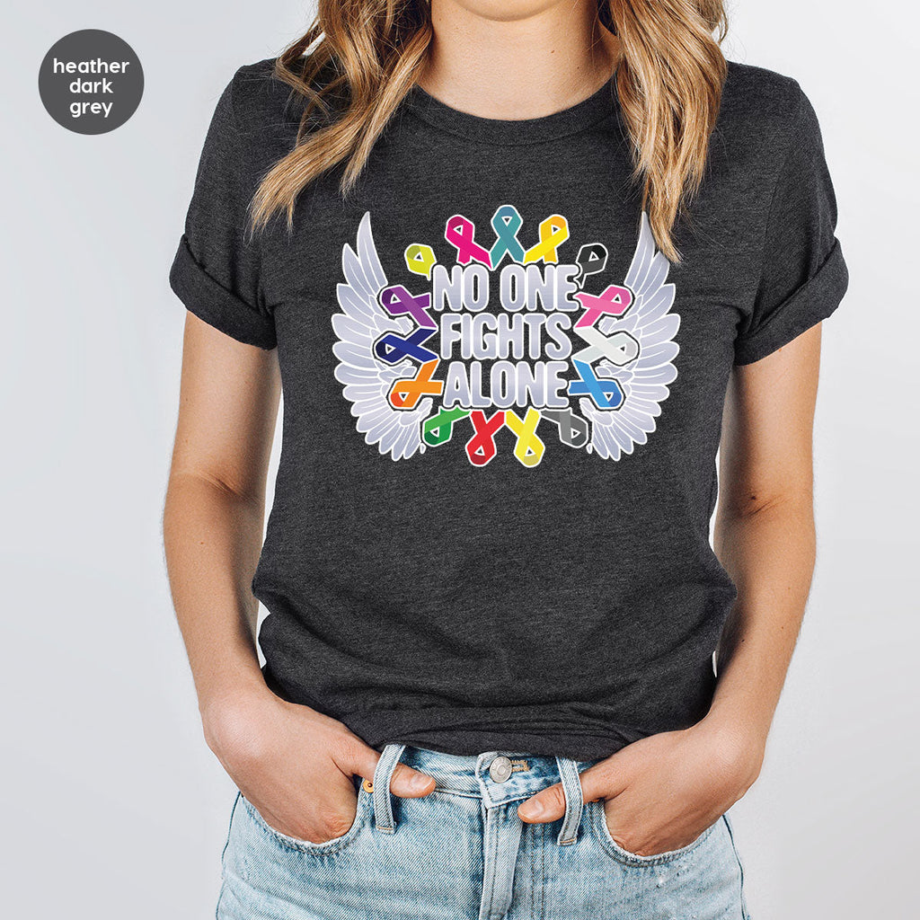 No One Fights Alone Shirt, Cancer Fighter T-Shirt, Warrior product image 102