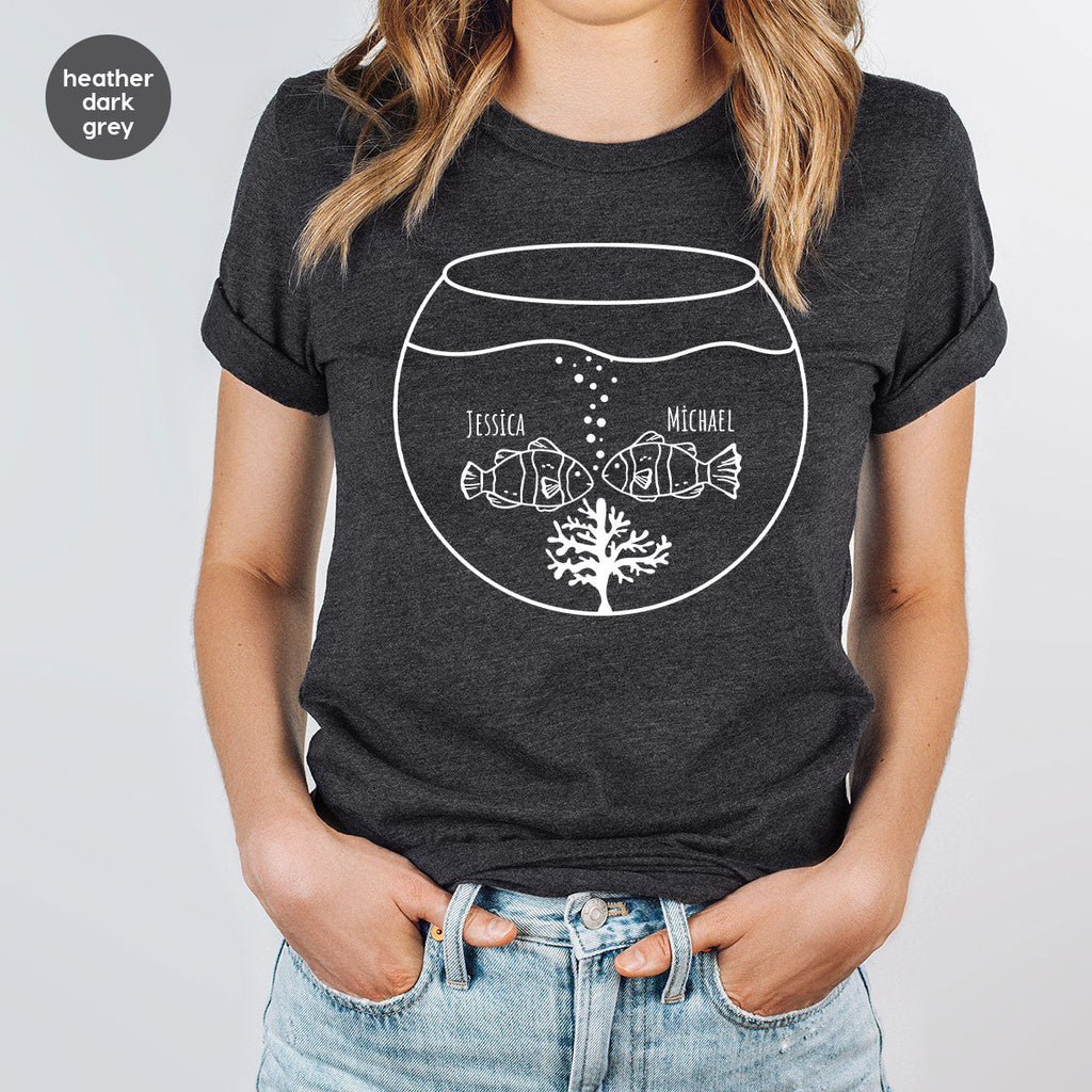 Fish Couple Shirt, Custom Name on T-Shirt, Gift for Couples product image 3
