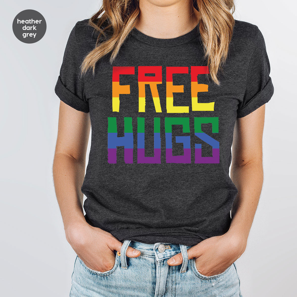 Cute LGBT Shirt, Free Hugs T-Shirt, Lovely Pride for product image 1