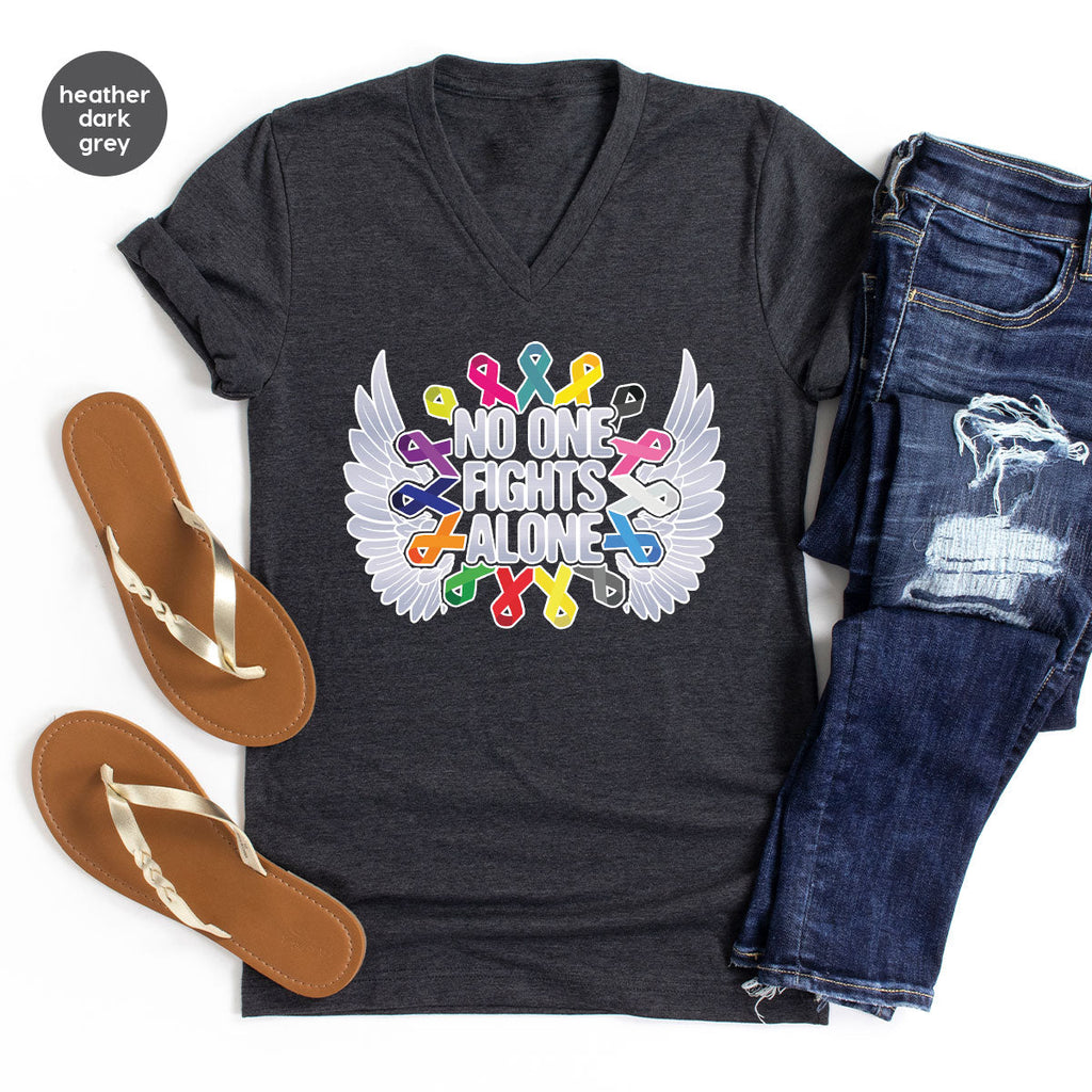 No One Fights Alone Shirt, Cancer Fighter T-Shirt, Warrior product image 1