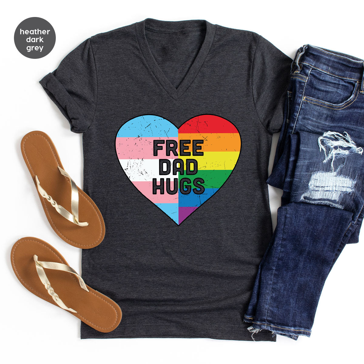 Free Dad Hugs Shirt, LGBT Pride T-Shirt product image 4