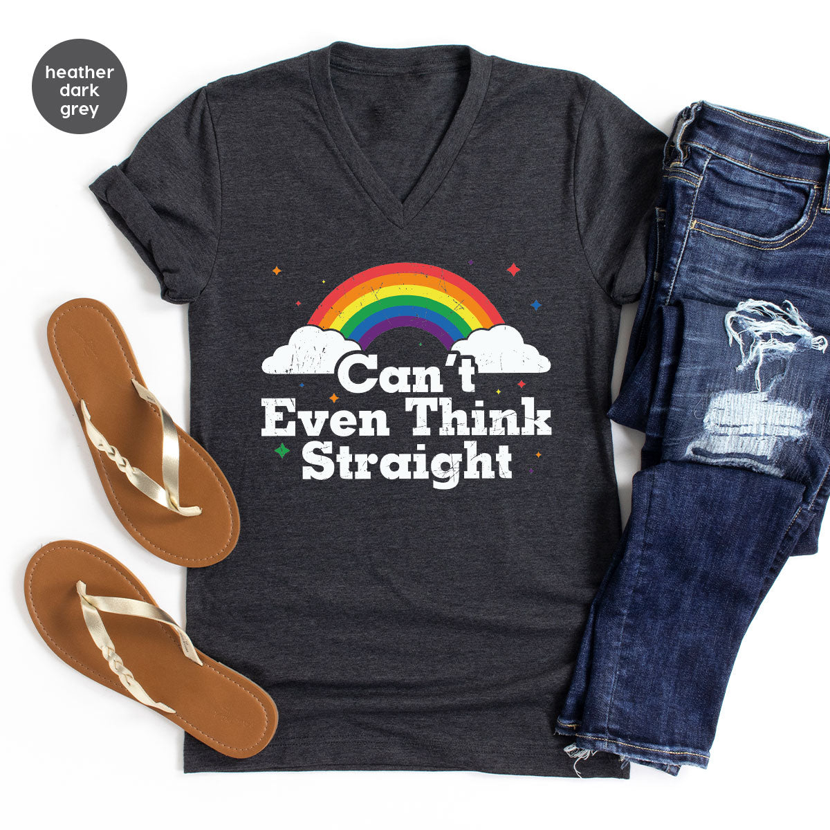 Can I Even Think Straight Shirt, Rainbow T-Shirt, LGBT product image 4