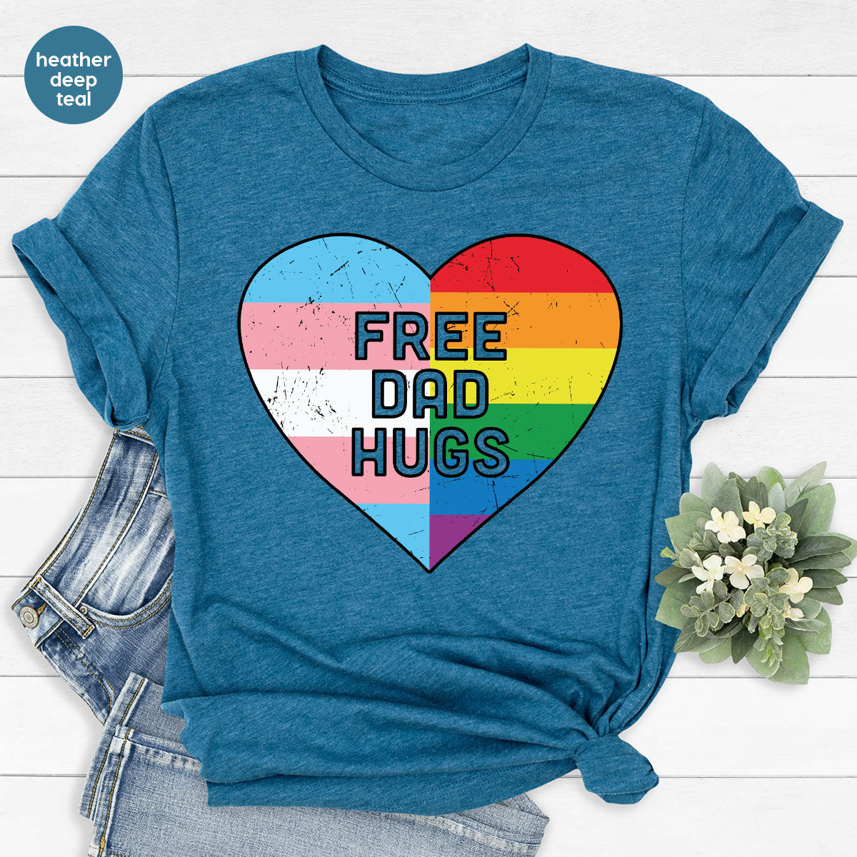 Free Dad Hugs Shirt, LGBT Pride T-Shirt product image 5