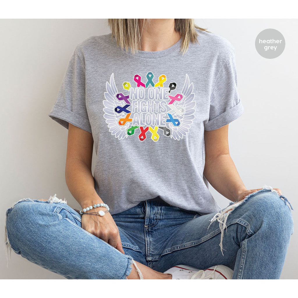No One Fights Alone Shirt, Cancer Fighter T-Shirt, Warrior product image 3