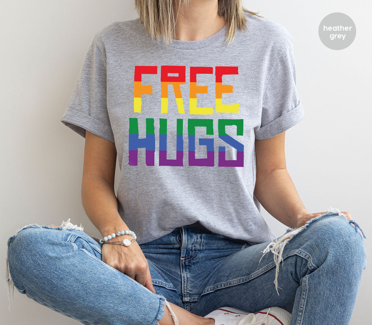 Cute LGBT Shirt, Free Hugs T-Shirt, Lovely Pride for product image 4