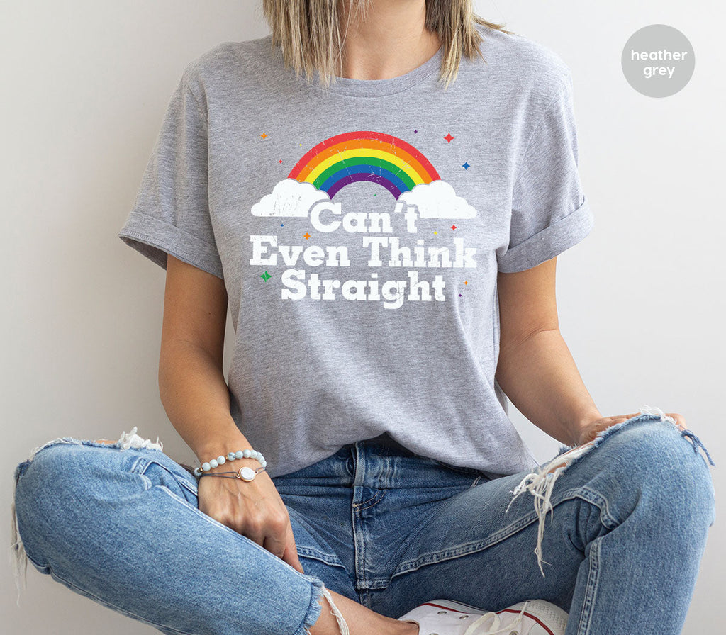 Can I Even Think Straight Shirt, Rainbow T-Shirt, LGBT product image 6