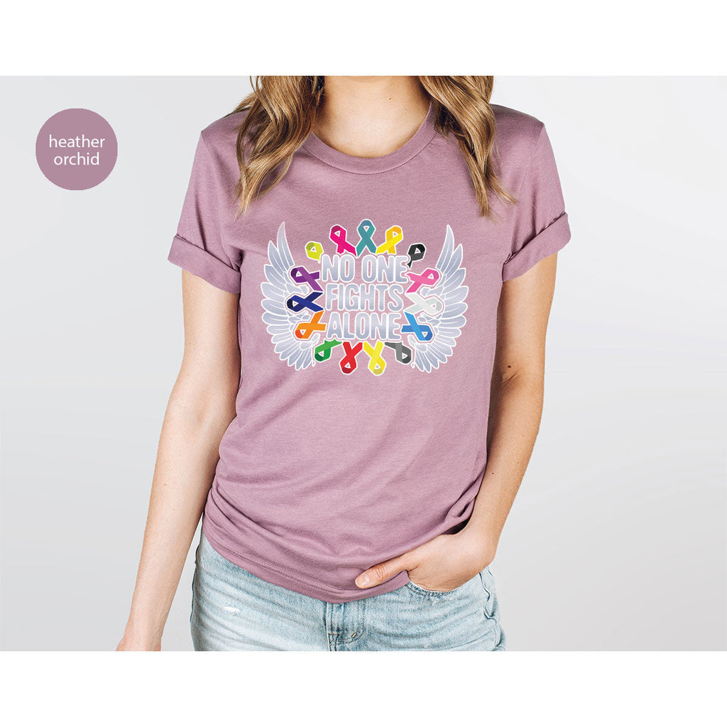 No One Fights Alone Shirt, Cancer Fighter T-Shirt, Warrior product image 5