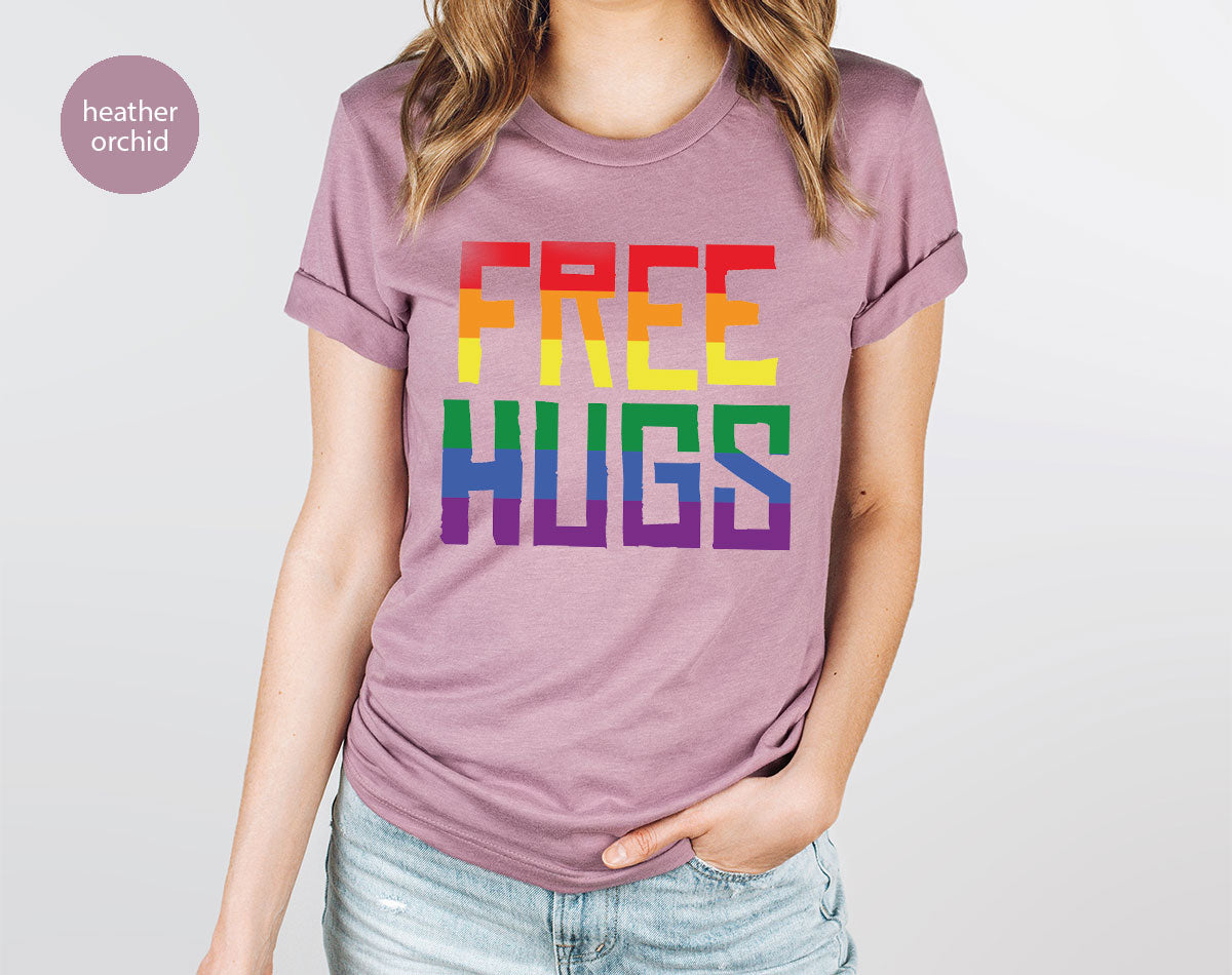 Cute LGBT Shirt, Free Hugs T-Shirt, Lovely Pride for product image 7