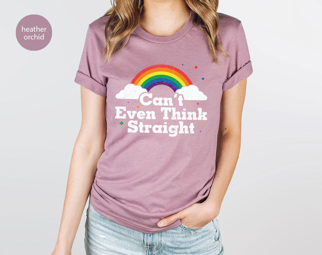 Can I Even Think Straight Shirt, Rainbow T-Shirt, LGBT product image 9