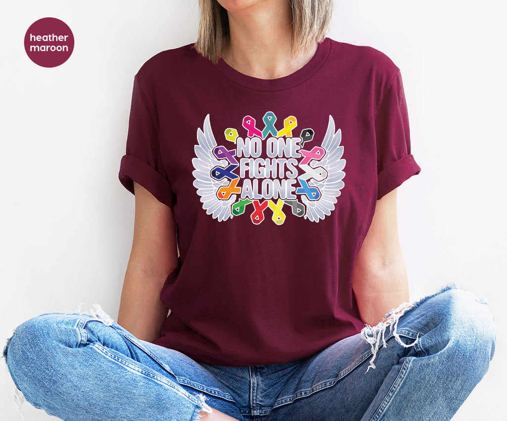 No One Fights Alone Shirt, Cancer Fighter T-Shirt, Warrior product image 6