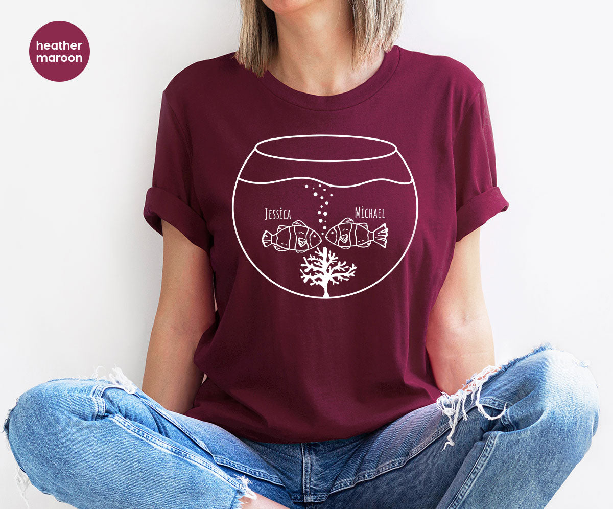 Fish Couple Shirt, Custom Name on T-Shirt, Gift for Couples product image 9