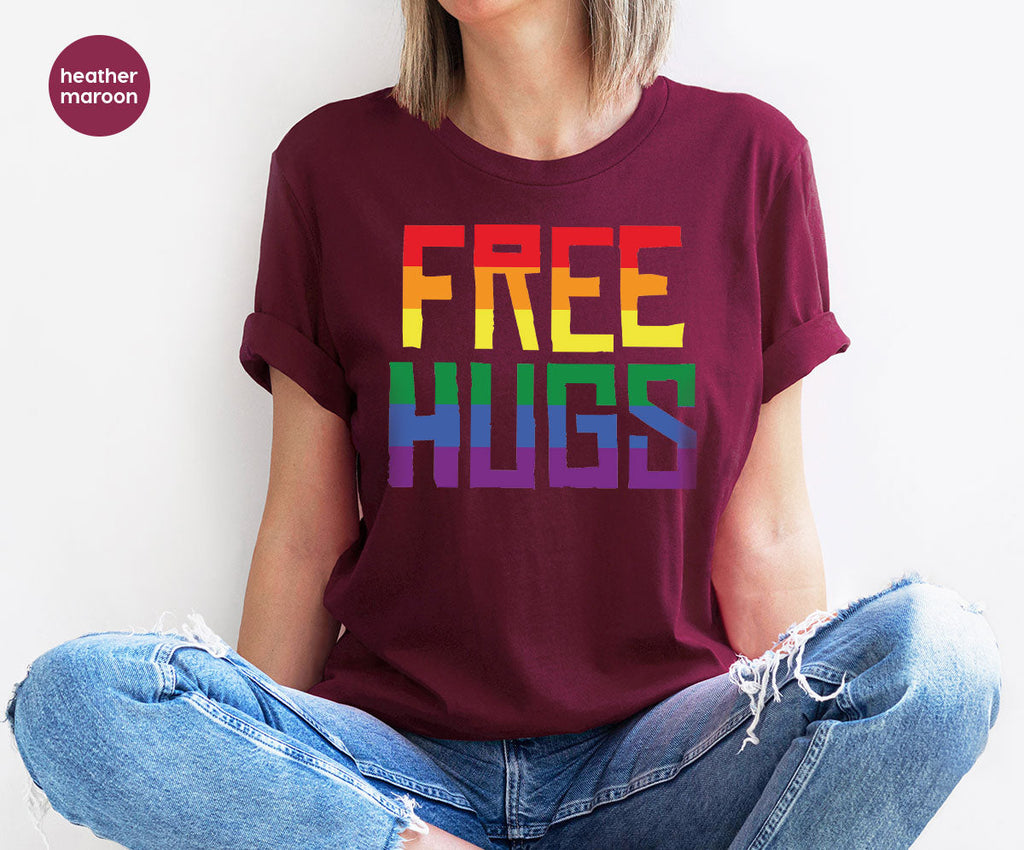 Cute LGBT Shirt, Free Hugs T-Shirt, Lovely Pride for product image 8