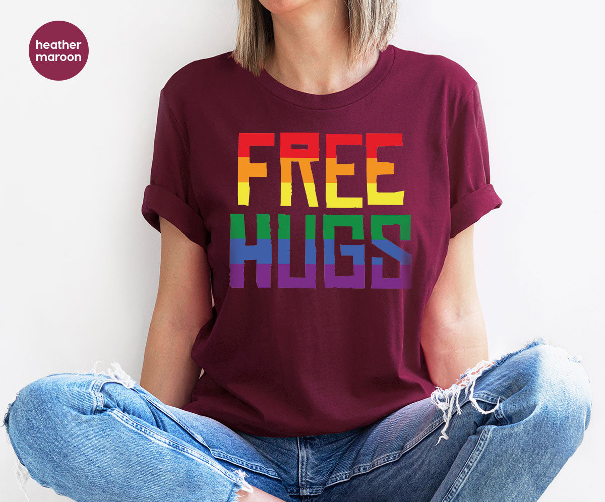 Cute LGBT Shirt, Free Hugs T-Shirt, Lovely Pride for product image 8