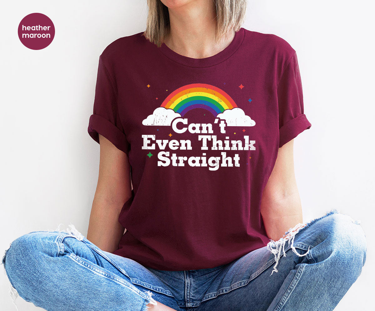 Can I Even Think Straight Shirt, Rainbow T-Shirt, LGBT product image 10