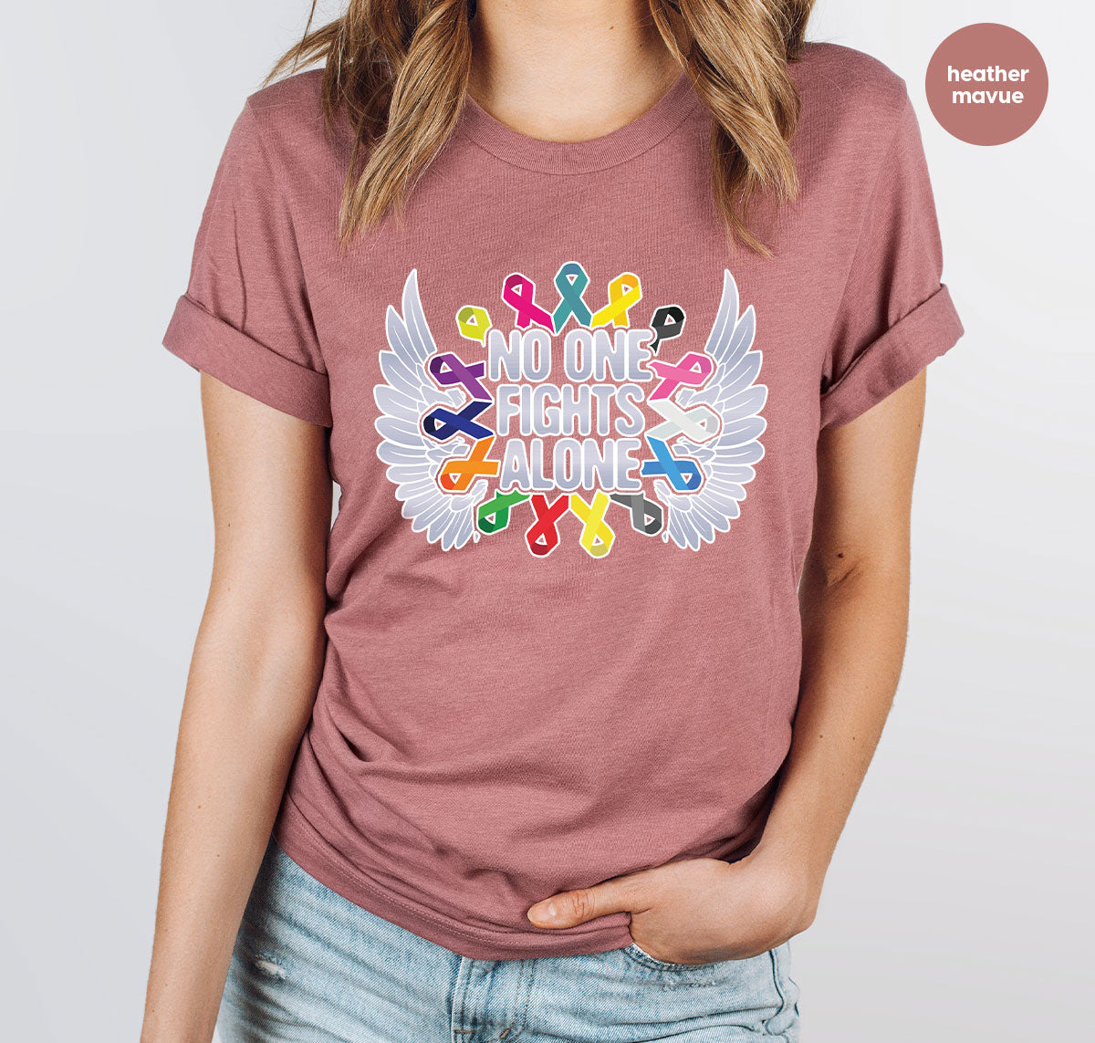 No One Fights Alone Shirt, Cancer Fighter T-Shirt, Warrior product image 7