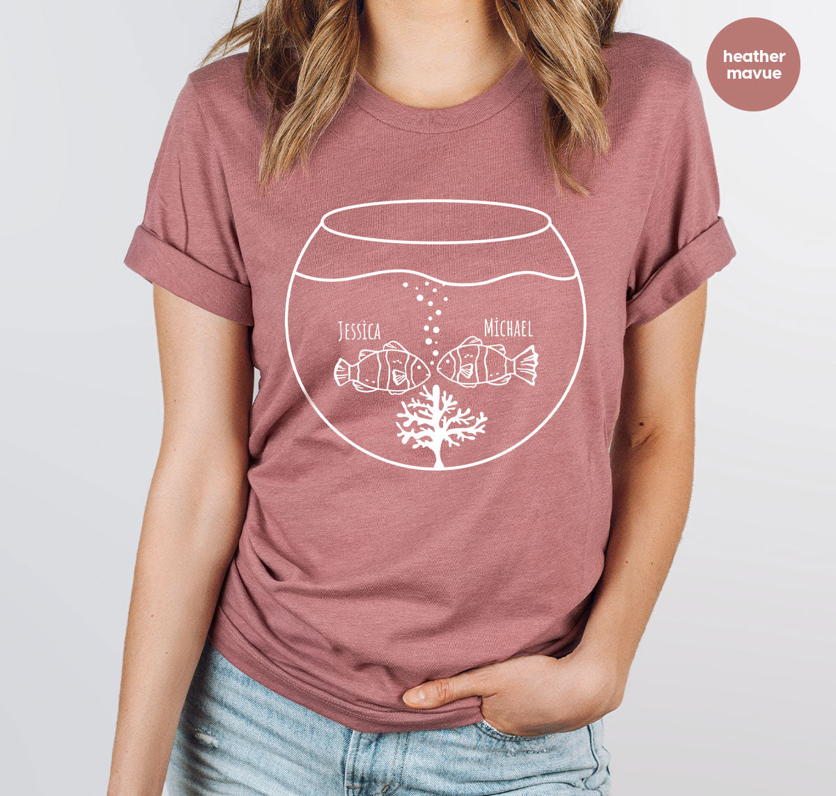 Fish Couple Shirt, Custom Name on T-Shirt, Gift for Couples product image 10