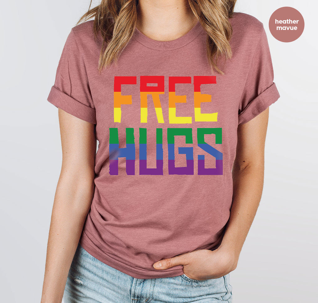 Cute LGBT Shirt, Free Hugs T-Shirt, Lovely Pride for product image 9