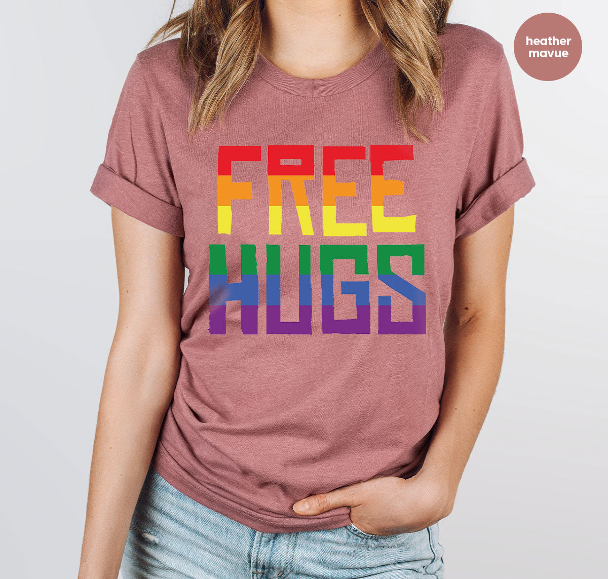 Cute LGBT Shirt, Free Hugs T-Shirt, Lovely Pride for product image 9