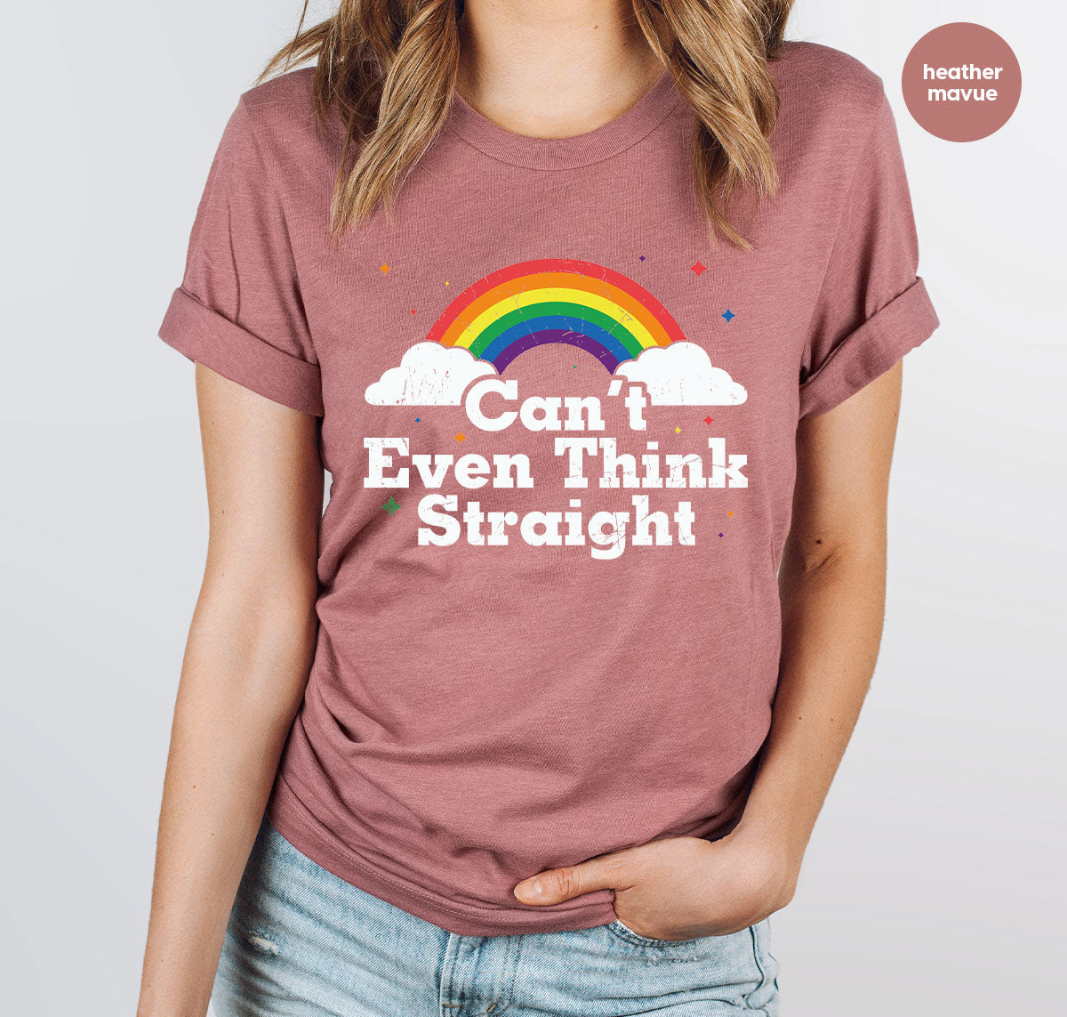 Can I Even Think Straight Shirt, Rainbow T-Shirt, LGBT product image 11