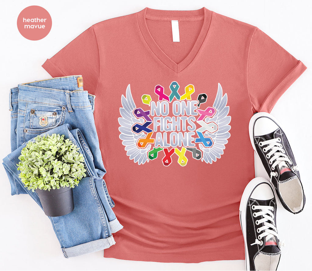 No One Fights Alone Shirt, Cancer Fighter T-Shirt, Warrior product image 8