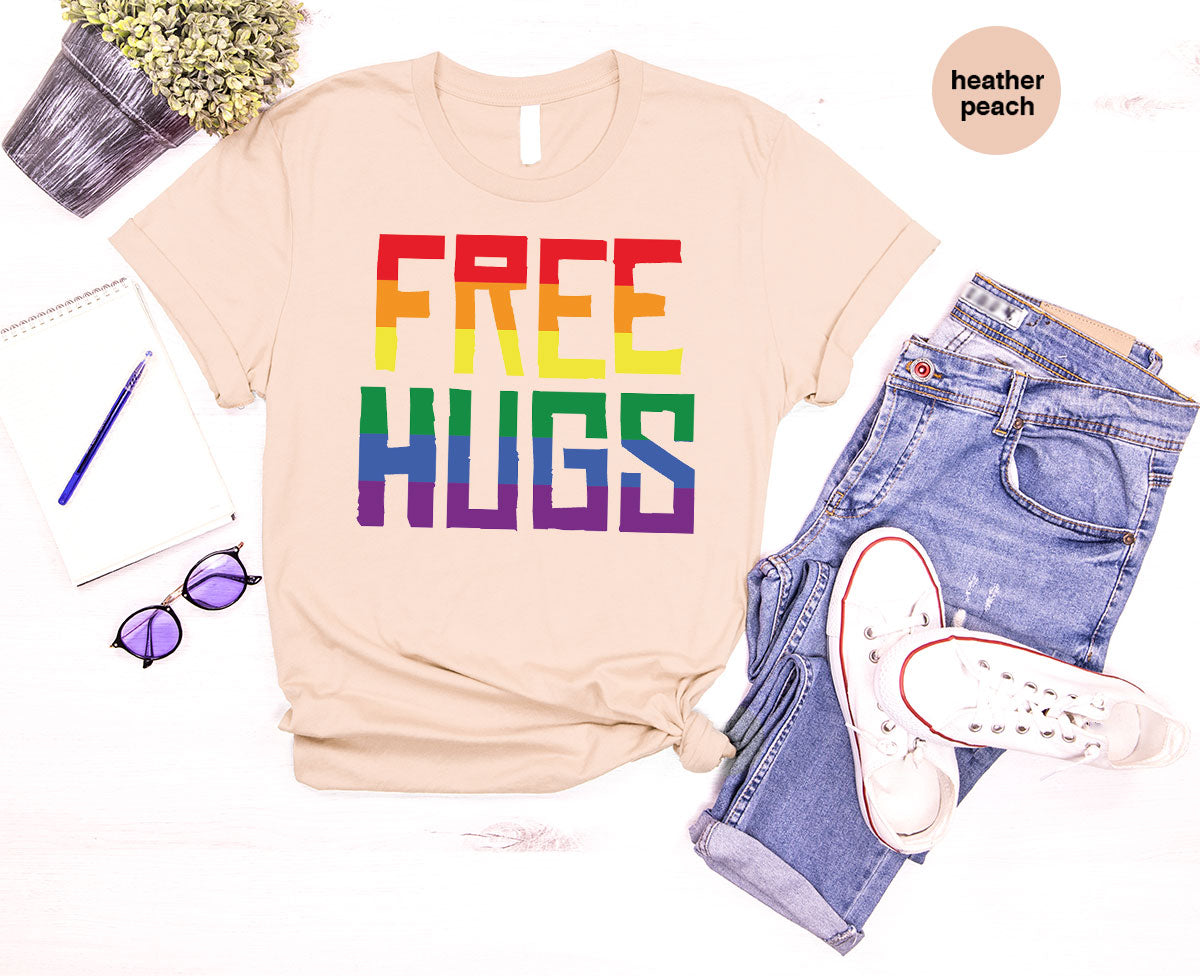 Cute LGBT Shirt, Free Hugs T-Shirt, Lovely Pride for product image 11