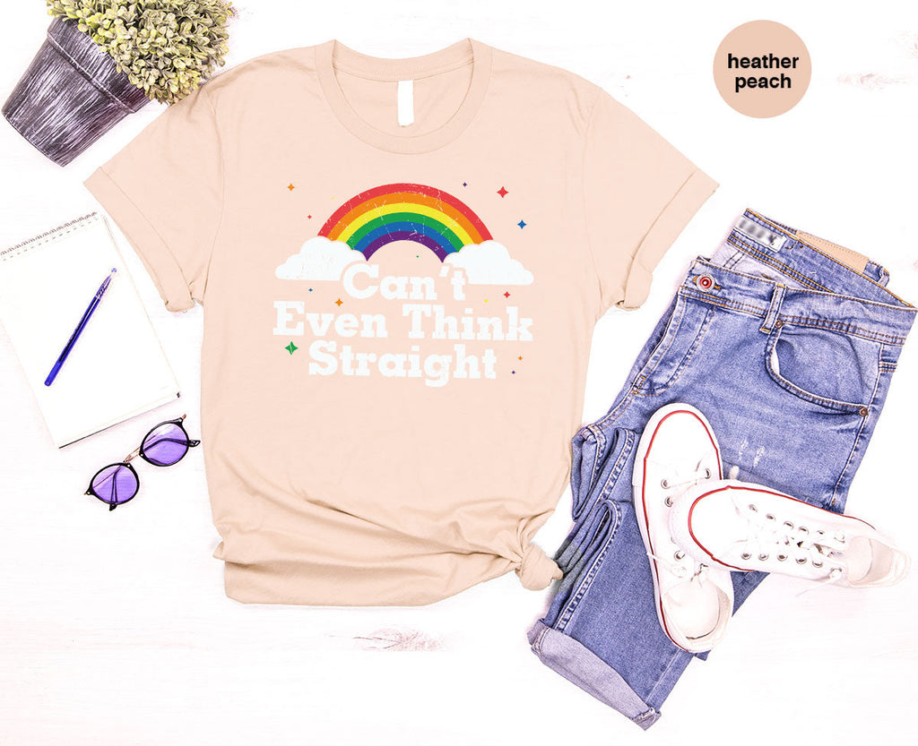 Can I Even Think Straight Shirt, Rainbow T-Shirt, LGBT product image 13