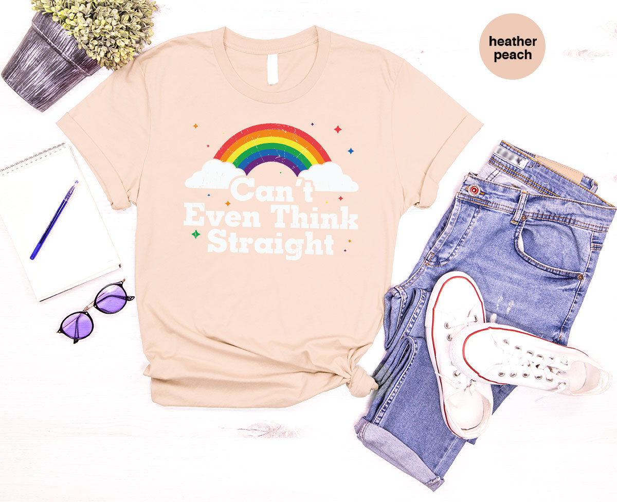 Can I Even Think Straight Shirt, Rainbow T-Shirt, LGBT product image 13